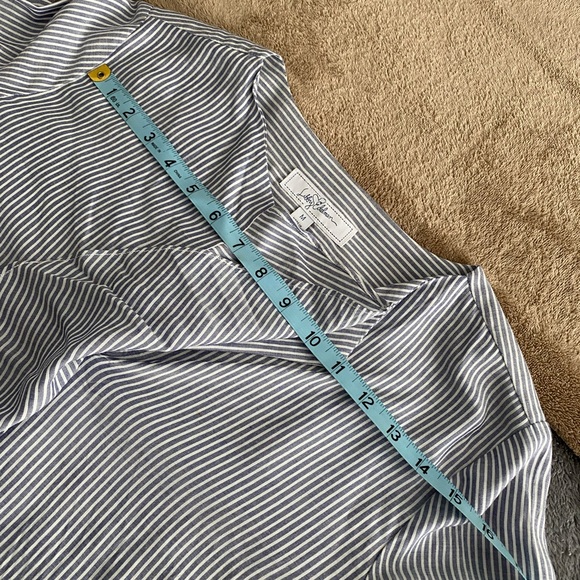 LIBBY EDELMAN Woman Striped Blouse Medium Ruffles Front - Picture 7 of 11